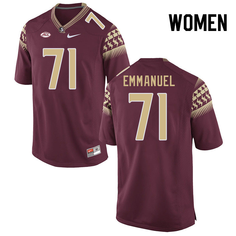 Women #71 D'Mitri Emmanuel Florida State Seminoles College Football Jerseys Stitched-Garnet - Click Image to Close
